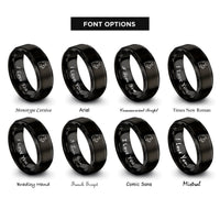 font options for inside engraving on black russian blue rings