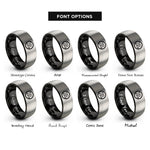 font options for inside engraving on black & silver rust rings