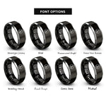 font options for inside engraving on black & silver rust rings