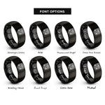 font options for inside engraving on black rwd badge rings