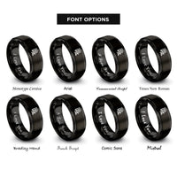 font options for inside engraving on black rx symbol rings