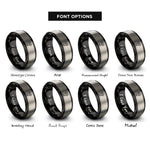 font options for inside engraving on black & silver sabertooth skull rings