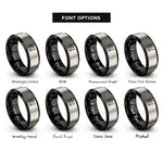 font options for inside engraving on black & silver sabre color guard rings