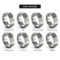 font options for inside engraving on grey sacral lotus rings