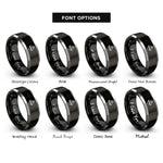 font options for inside engraving on black & silver sacred heart rings