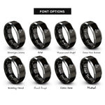 font options for inside engraving on black & grey sacred heart rings
