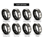 font options for inside engraving on black & silver sacred heart rings