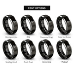 font options for inside engraving on black & silver sacred heart rings