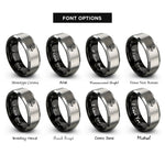 font options for inside engraving on black & gray sacred heart rings