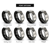 font options for inside engraving on black & gray sacred heart rings