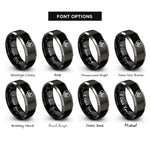 font options for inside engraving on black & grey sacred heart rings