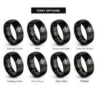 font options for inside engraving on black sacred heart rings