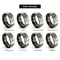 font options for inside engraving on gunmetal & grey sacred heart rings
