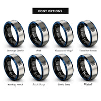 font options for inside engraving on black & blue & grey sacred hexagon rings