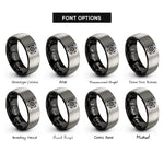 font options for inside engraving on black & silver sacred hexagon rings