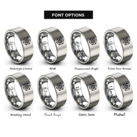 font options for inside engraving on gray sacred hexagon rings