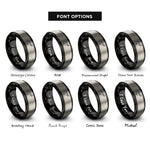 font options for inside engraving on black & grey saddle rings