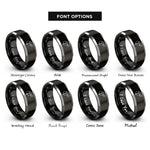 font options for inside engraving on black & gray saddle rings