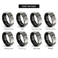 font options for inside engraving on black & gray saddle pad rings