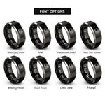 font options for inside engraving on black & gray saddle pad rings