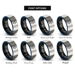 font options for inside engraving on black & blue & gray safe travel bindrune rings