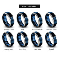 font options for inside engraving on blue & gray safe travel bindrune rings