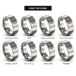 font options for inside engraving on silver safe travel bindrune rings