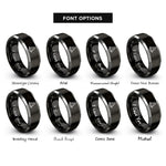 font options for inside engraving on black & silver safety cone rings