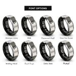 font options for inside engraving on black & gray safety cone rings