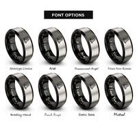 font options for inside engraving on black & grey safety cone rings