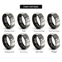 font options for inside engraving on black & grey safety cone rings
