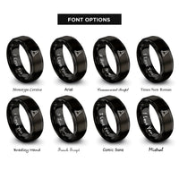 font options for inside engraving on black safety cone rings