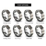 font options for inside engraving on silver safety cone rings