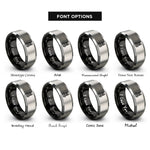 font options for inside engraving on black & gray safety harness rings