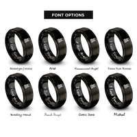 font options for inside engraving on black safety harness rings