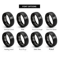 font options for inside engraving on black safety harness rings