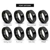 font options for inside engraving on black safety harness rings