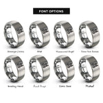 font options for inside engraving on grey safety harness rings