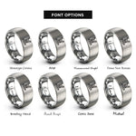 font options for inside engraving on grey safety harness rings