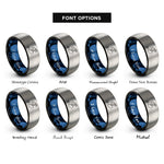 font options for inside engraving on black & blue & gray safety line rings