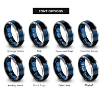 font options for inside engraving on blue & grey safety line rings
