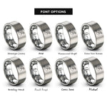 font options for inside engraving on gray safety line rings