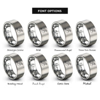 font options for inside engraving on gray safety line rings