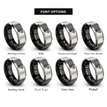 font options for inside engraving on black & silver safety pin rings