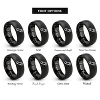font options for inside engraving on black safety pin rings