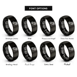 font options for inside engraving on black safety pin rings