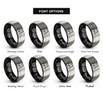 font options for inside engraving on black & gray safety vest rings