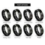 font options for inside engraving on black & grey safety vest rings