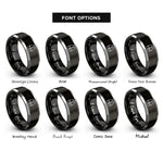 font options for inside engraving on black & gray safety vest rings