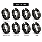 font options for inside engraving on black & silver safety vest rings